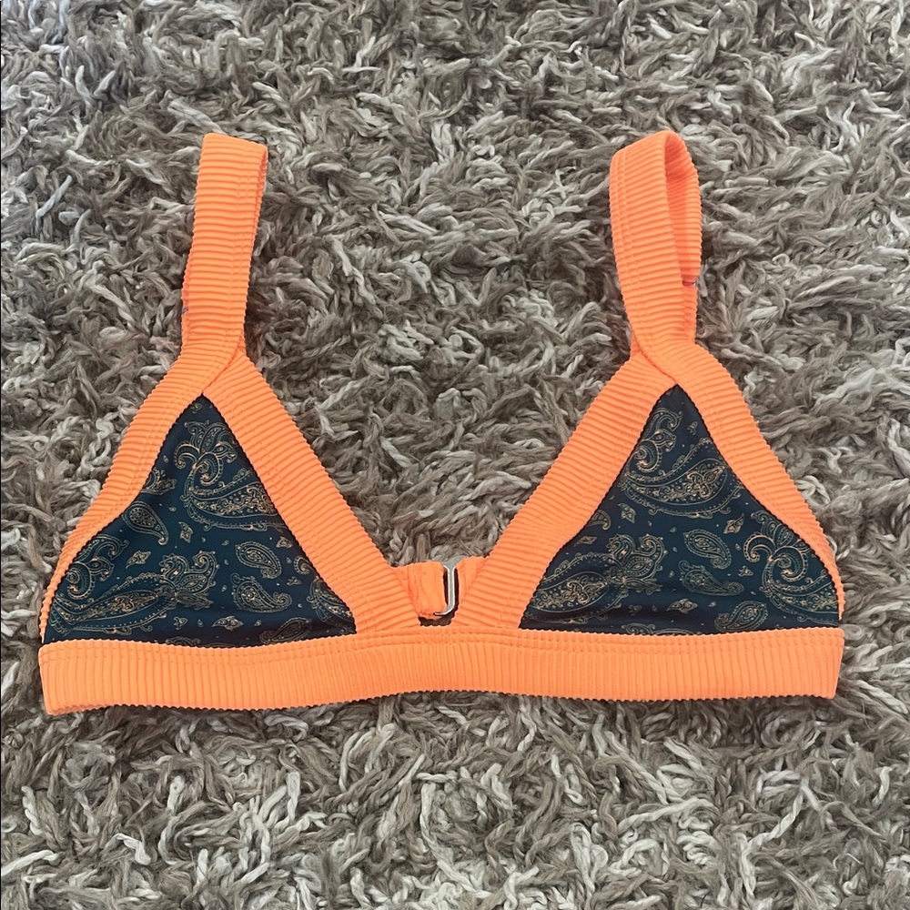One one Orange and green Paisley swimwear bathing suit top size XS